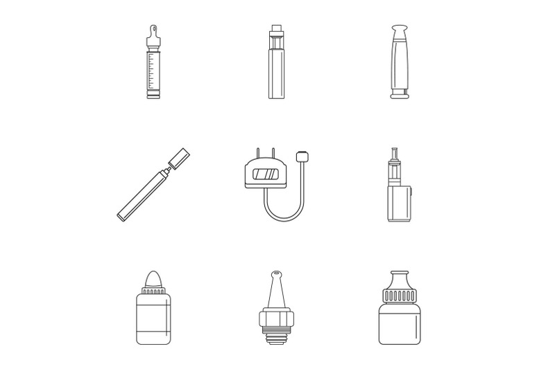 vapor-device-icon-set-outline-style