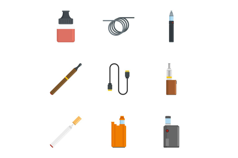 electronic-cigar-icon-set-flat-style