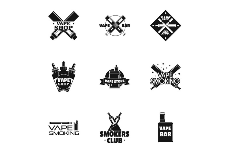 vape-shop-logo-set-simple-style