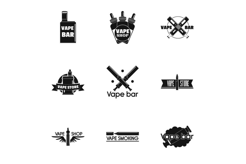 vape-bar-logo-set-simple-style