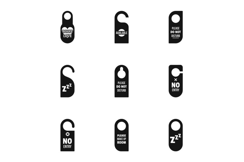 door-tag-icon-set-simple-style
