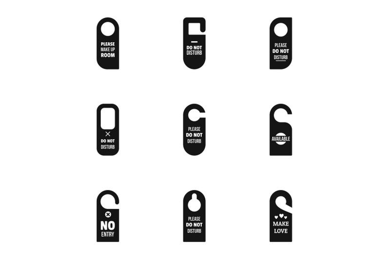 no-entry-door-tag-icon-set-simple-style
