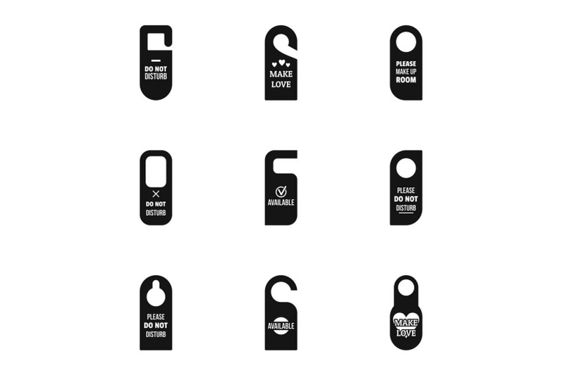 motel-door-tag-icon-set-simple-style