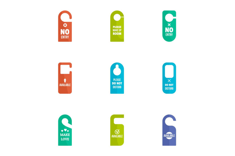 no-entry-door-tag-icon-set-flat-style
