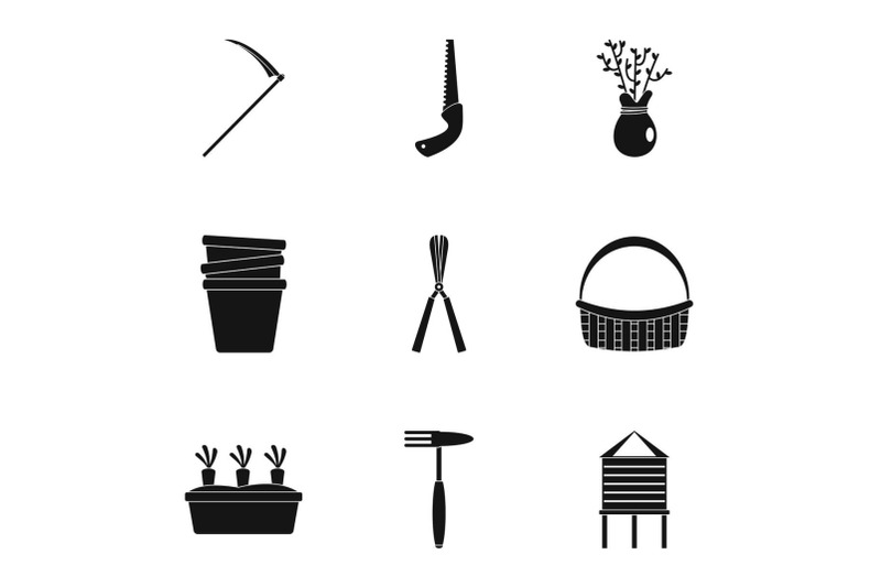 garden-icon-set-simple-style