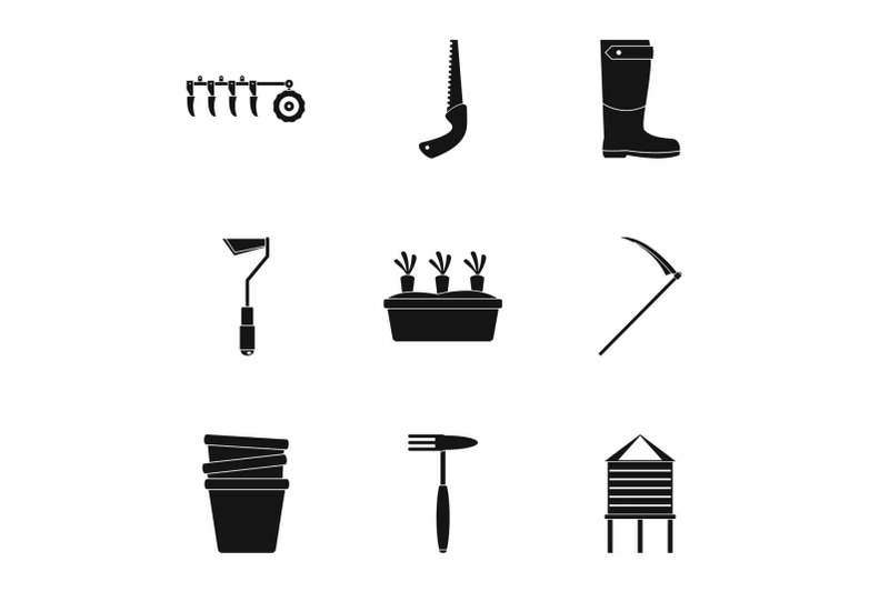 farm-tool-icon-set-simple-style