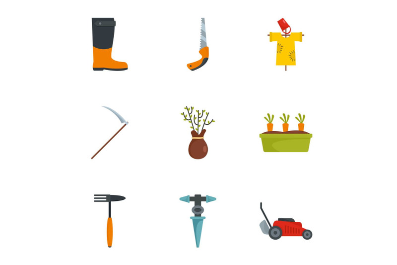 farm-tool-icon-set-flat-style