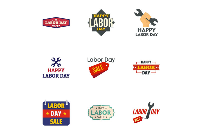 happy-labor-day-logo-set-flat-style