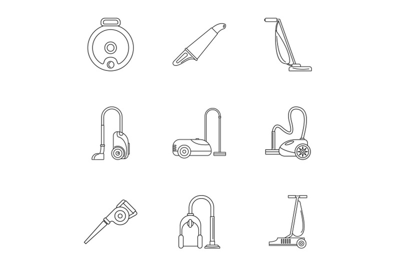 modern-vacuum-cleaner-icon-set-outline-style