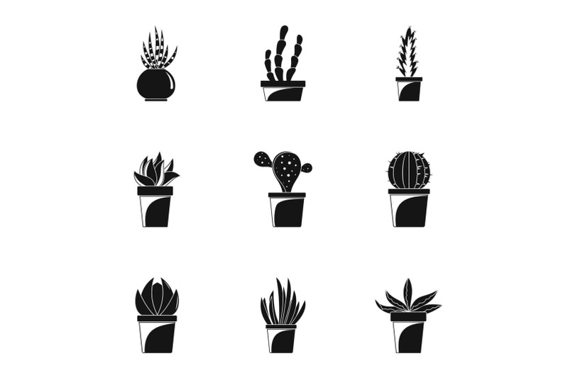 home-cacti-icon-set-simple-style