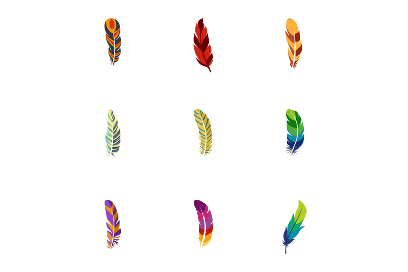 tribal-feather-icon-set-flat-style