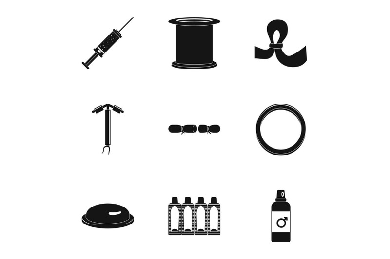 contraception-day-icon-set-simple-style