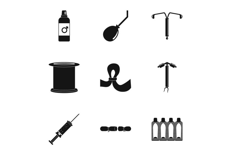 modern-contraception-icon-set-simple-style