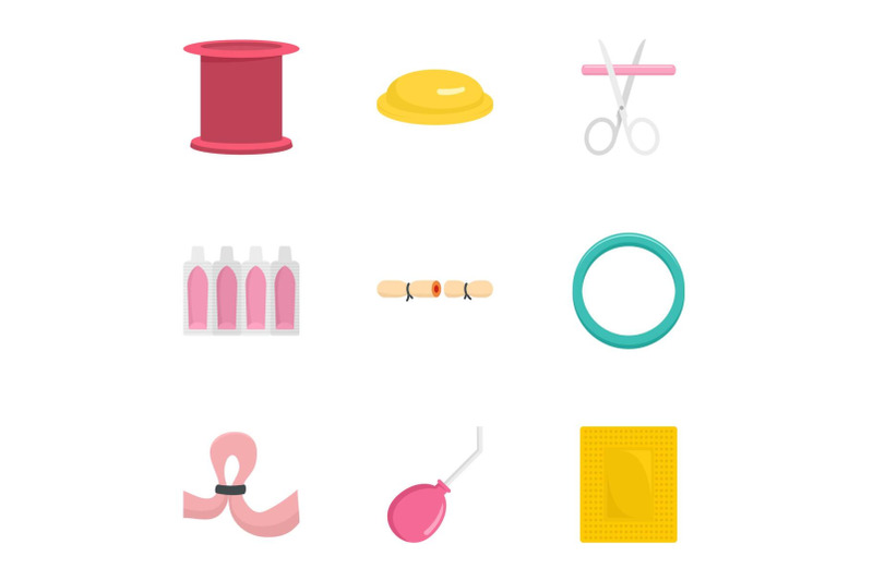 type-of-contraception-icon-set-flat-style