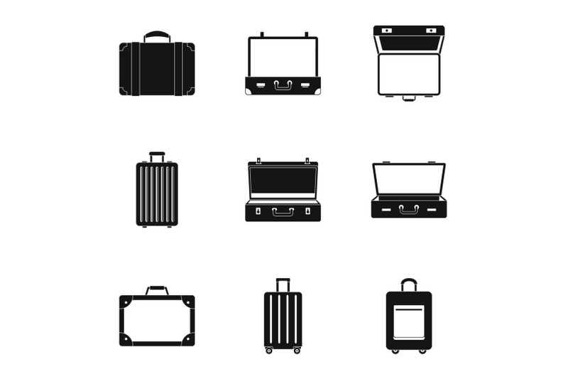 travel-briefcase-icon-set-simple-style