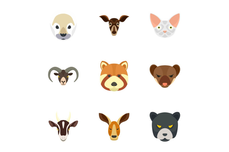 wild-animal-icon-set-flat-style