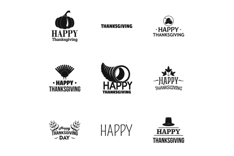 thanksgiving-label-logo-set-simple-style