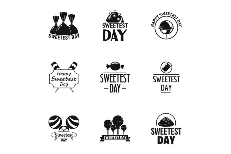 sweetest-day-logo-set-simple-style