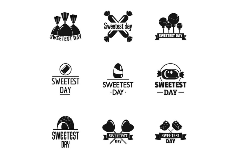 happy-sweetest-day-logo-set-simple-style