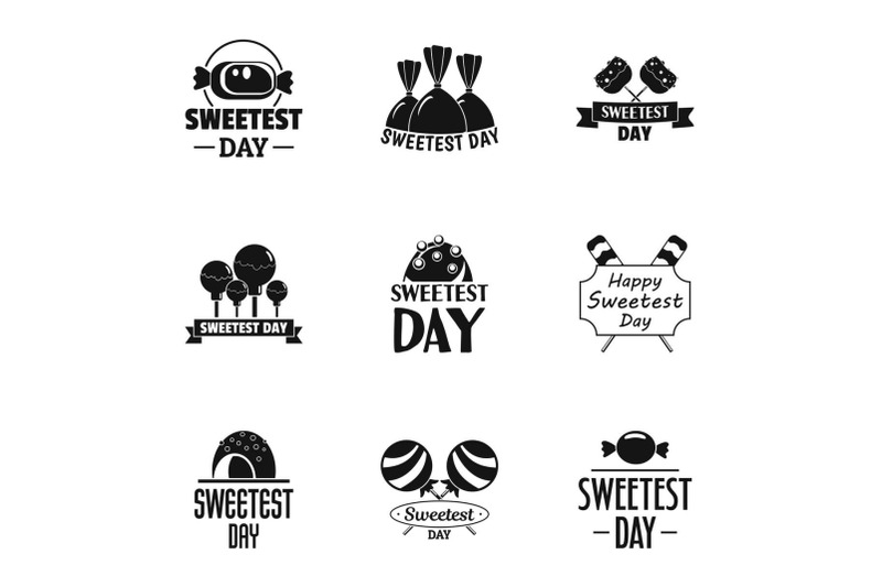 enjoy-sweetest-day-logo-set-simple-style