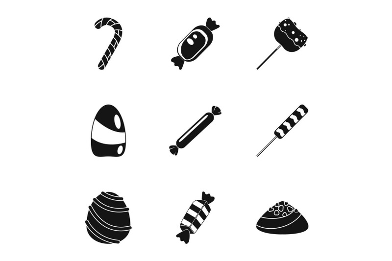 candy-stick-icon-set-simple-style