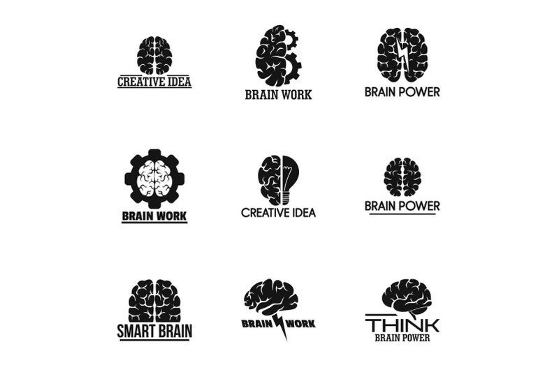 brain-logo-set-simple-style