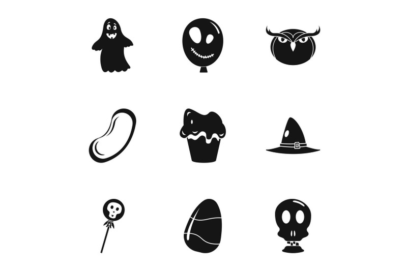 october-halloween-icon-set-simple-style