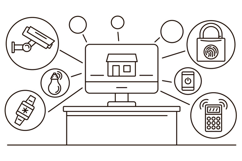 smart-house-banner-outline-style