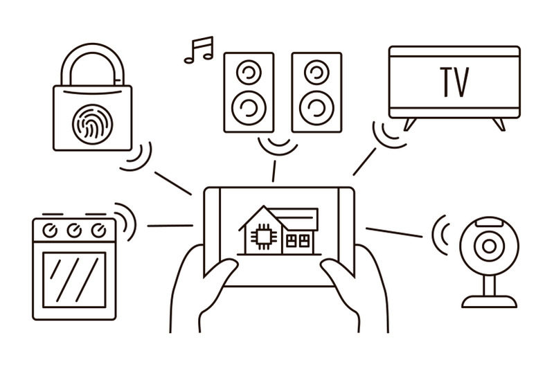 intelligent-house-banner-outline-style