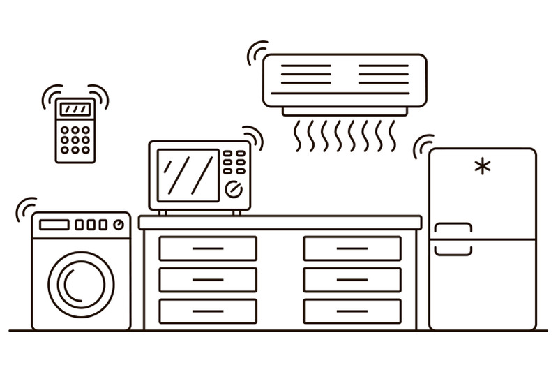 smart-home-appliances-banner-outline-style