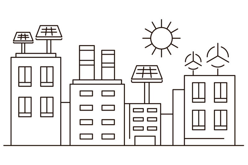 intelligent-eco-city-banner-outline-style