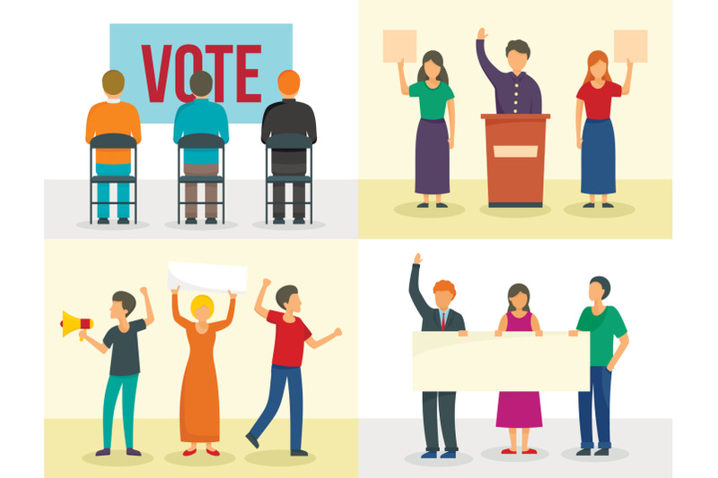 political-meeting-banner-set-flat-style
