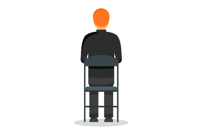 back-black-man-chair-icon-flat-style