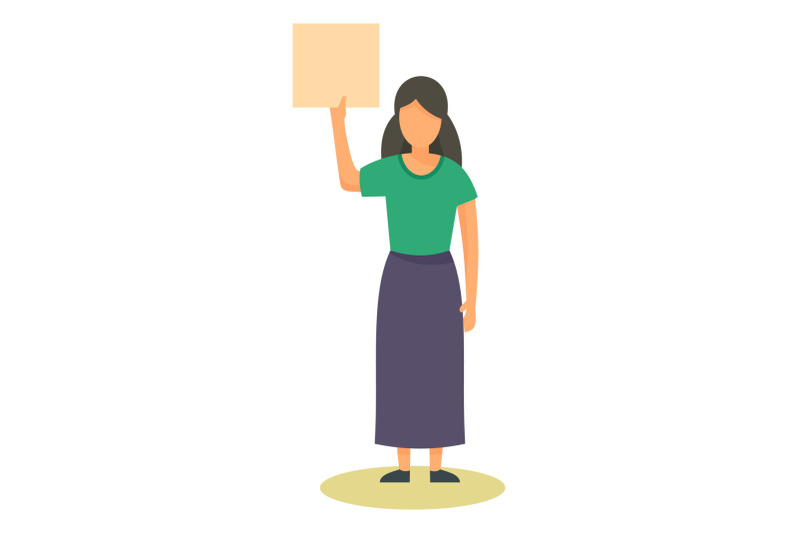 woman-banner-hand-icon-flat-style