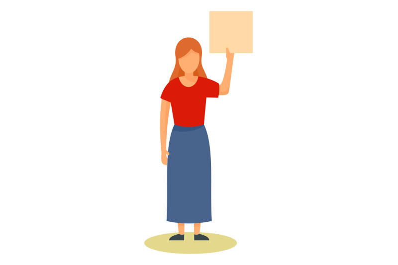 young-woman-with-banner-icon-flat-style