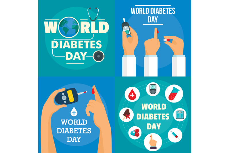 diabetes-day-banner-set-flat-style