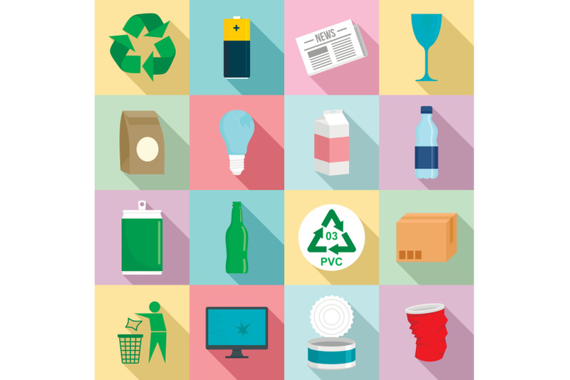 recycles-day-icon-set-flat-style