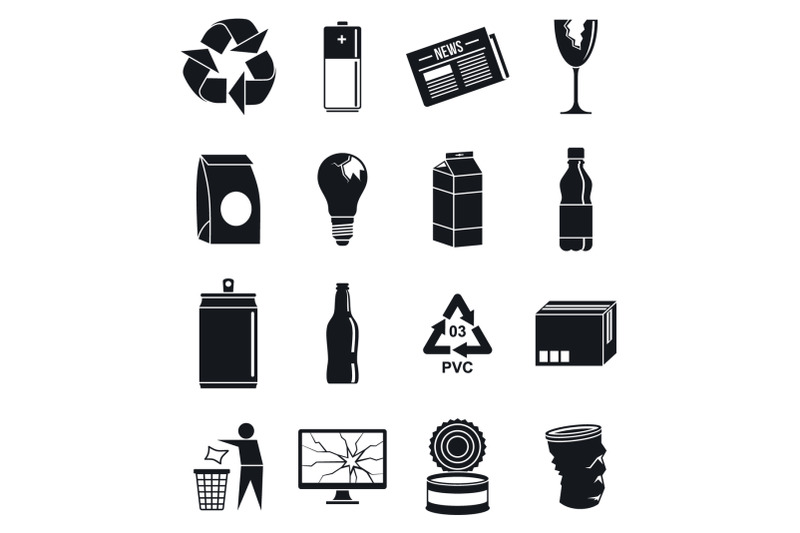 eco-recycles-day-icon-set-simple-style