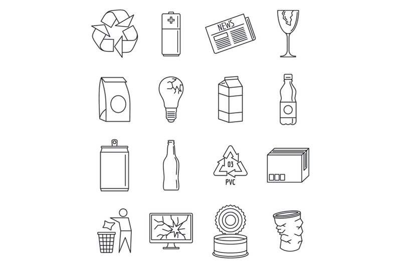 world-recycles-day-icon-set-outline-style