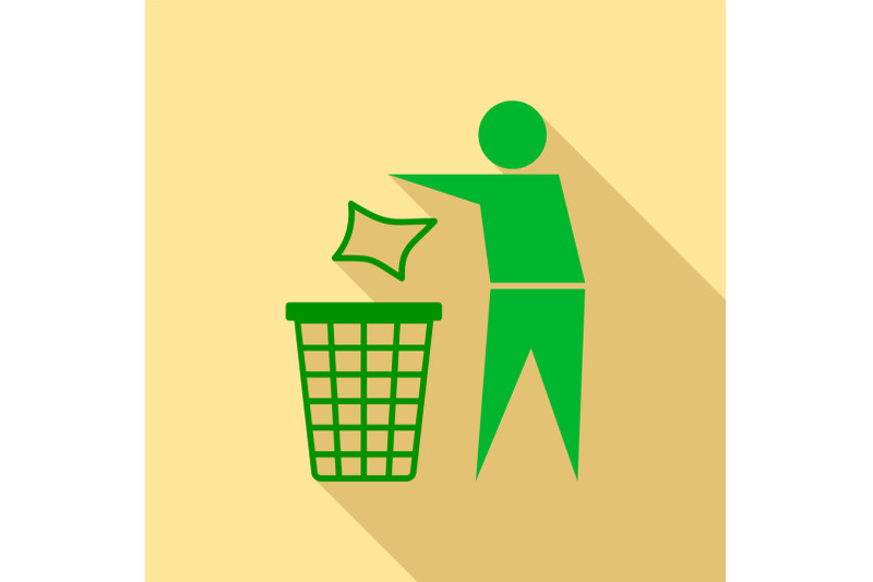 drop-garbage-in-bin-icon-flat-style