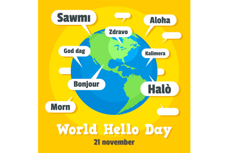 global-hello-day-concept-background-flat-style