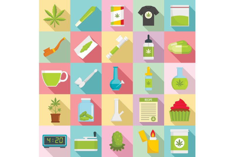 cannabis-icon-set-flat-style