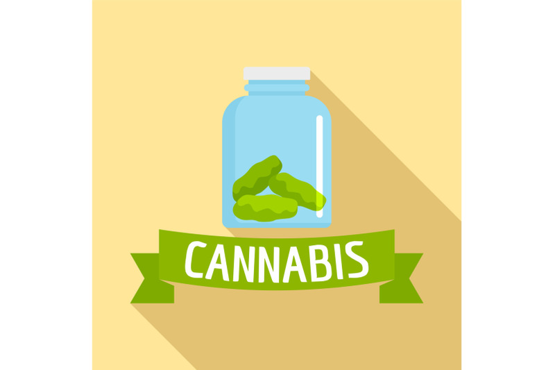 cannabis-glass-jar-logo-flat-style