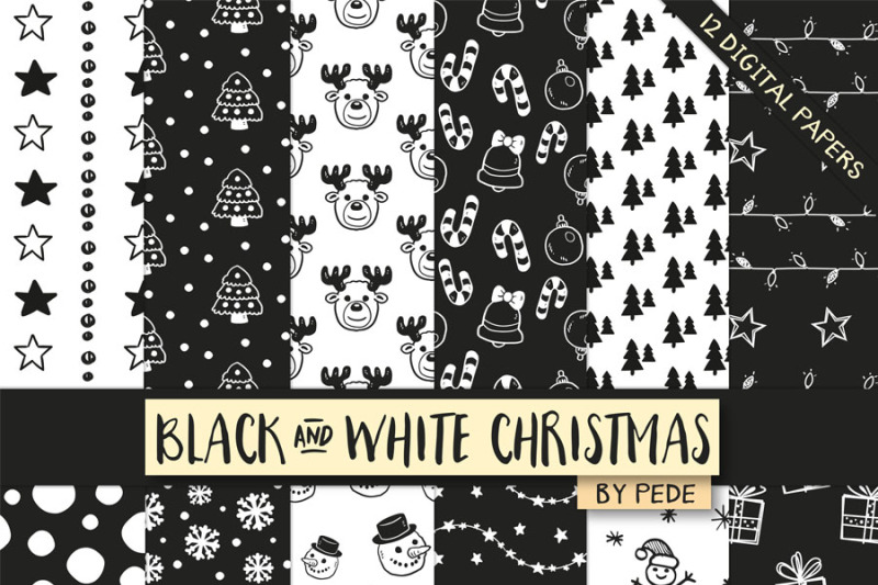 black-and-white-christmas-digital-paper-pack