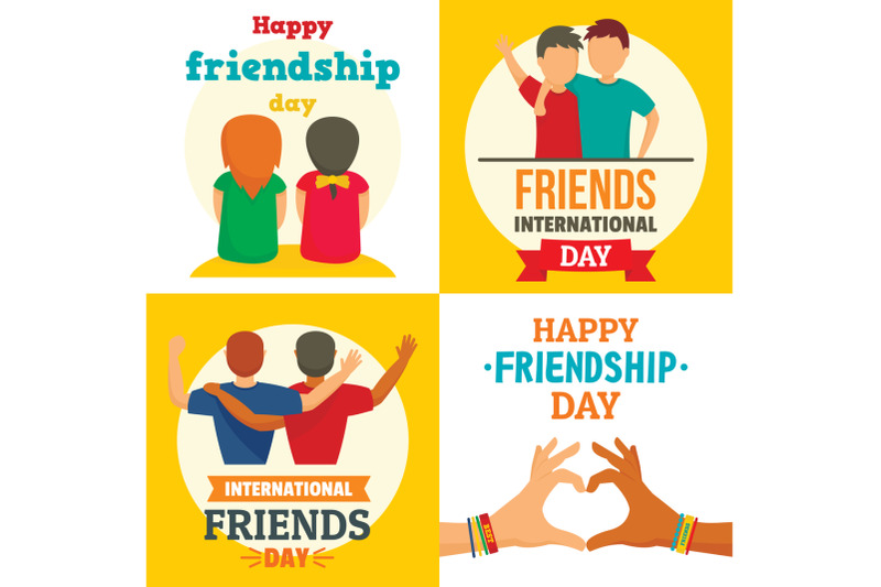 friends-day-banner-set-flat-style