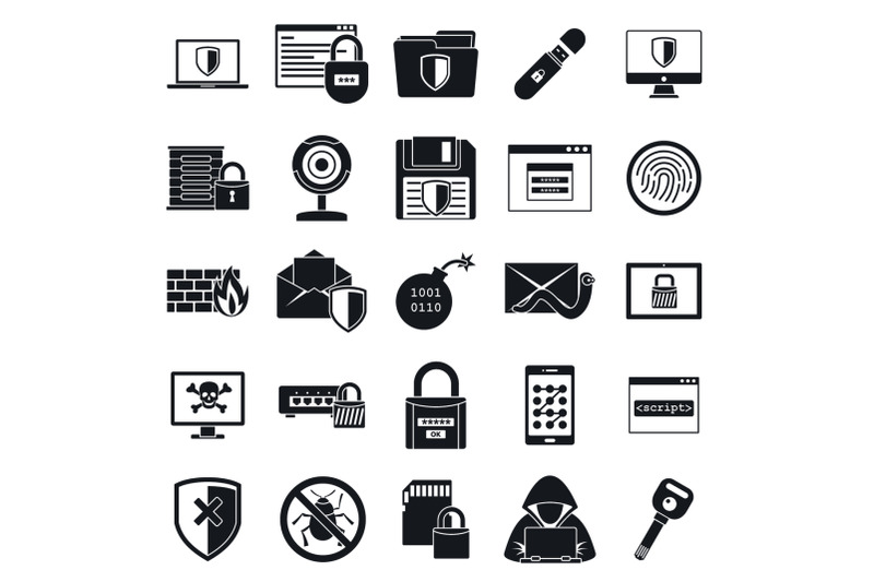 network-security-icon-set-simple-style