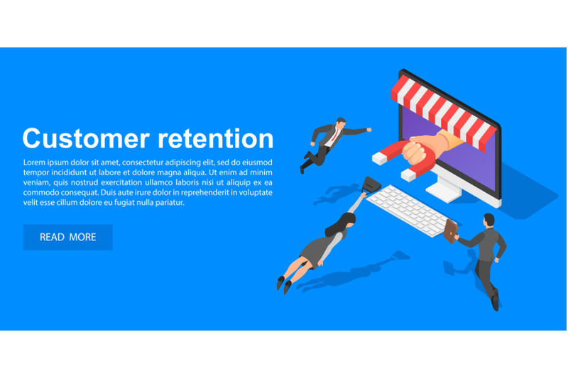 client-retention-concept-banner-isometric-style