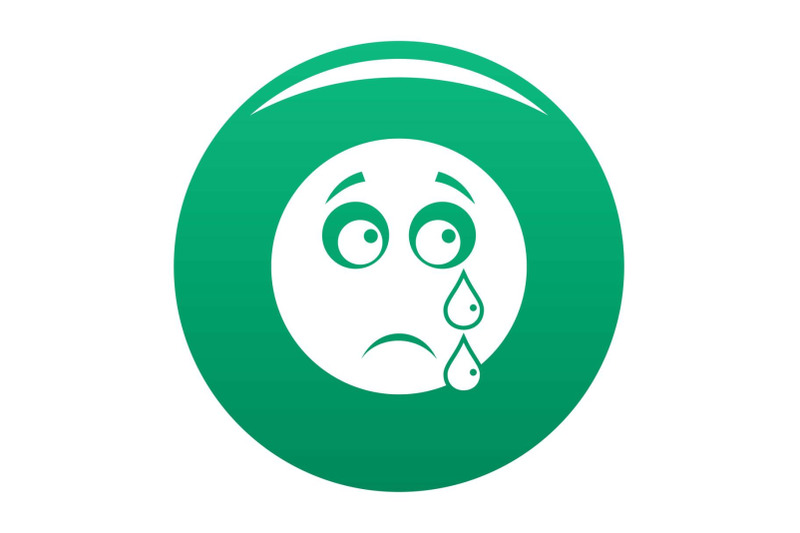 cry-smile-icon-vector-green