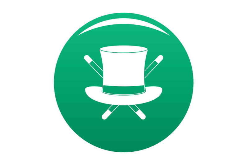 hat-with-a-stick-icon-vector-green