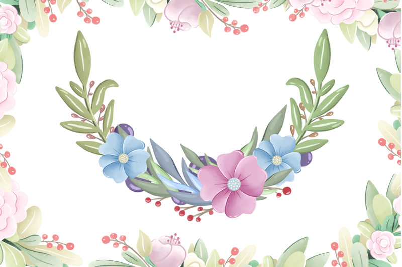 boho-frame-watercolor-floral-wreath